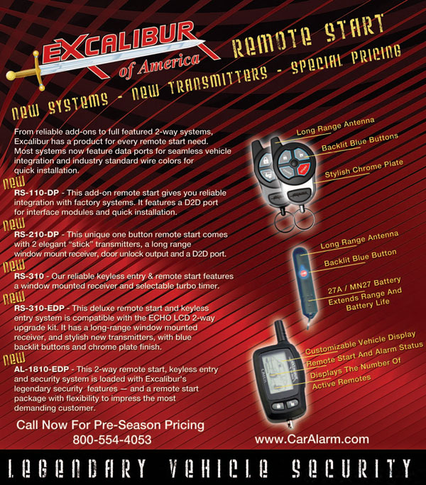 Omega is proud to introduce the NEW Excalibur line of remote car starters